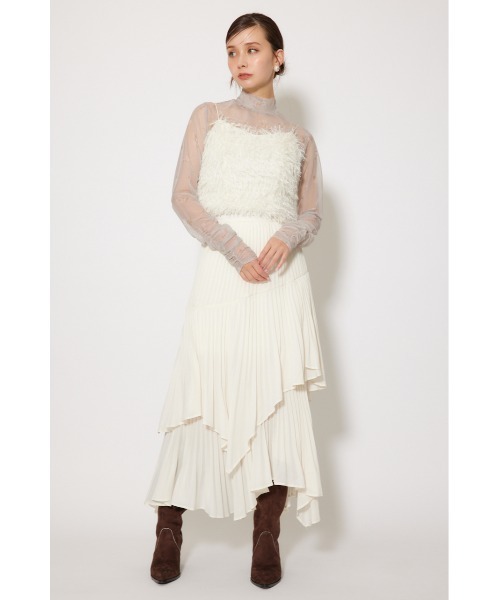 rienda(リエンダ)の「プリーツティアードマキシスカート 夏服 秋服(スカート・レディース・ホワイト/ピンク/ブラック・SMALL/MEDIUM)」の4枚目の写真