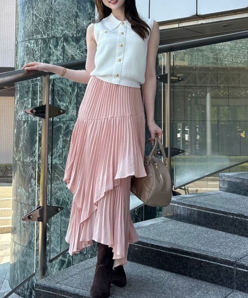 rienda プリーツティーアードマキシスカート セール】プリーツティアードマキシスカート 夏服 秋服（スカート