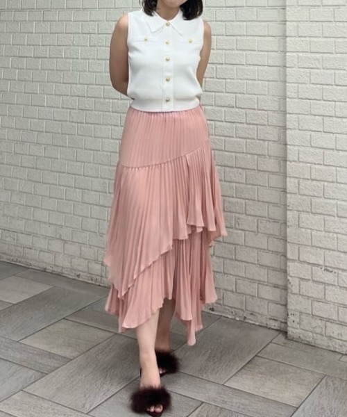 セール】プリーツティアードマキシスカート 夏服 秋服（スカート