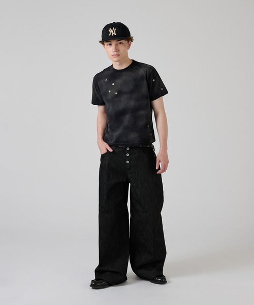 kutir(クティール)の「EYELET DESIGN CROPPED TEE/ハトメデザインクロップドTEE(Tシャツ/カットソー・メンズ・ブラック/オフホワイト/杢グレー・MEDIUM/LARGE)」の18枚目の写真