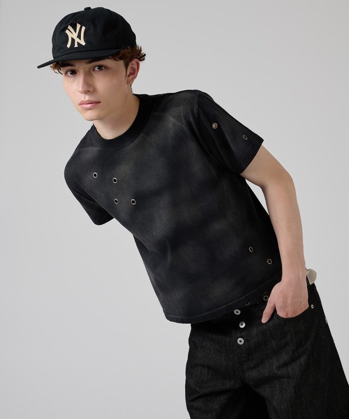 kutir(クティール)の「EYELET DESIGN CROPPED TEE/ハトメデザインクロップドTEE(Tシャツ/カットソー・メンズ・ブラック/オフホワイト/杢グレー・MEDIUM/LARGE)」の16枚目の写真