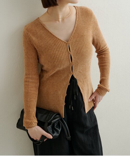 Omekashi（オメカシ）の「ベロアモール2WAYカーディガン（カーディガン/ボレロ・レディース・ベージュ/ブラック/ライトグレー/ネイビー/ベージュ系その他2・FREE）」の4枚目の写真