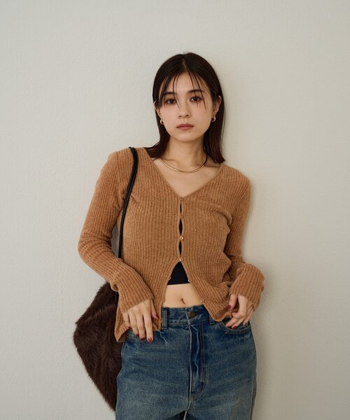 Omekashi（オメカシ）の「ベロアモール2WAYカーディガン（カーディガン/ボレロ・レディース・ベージュ/ブラック/ライトグレー/ネイビー/ベージュ系その他2・FREE）」の7枚目の写真