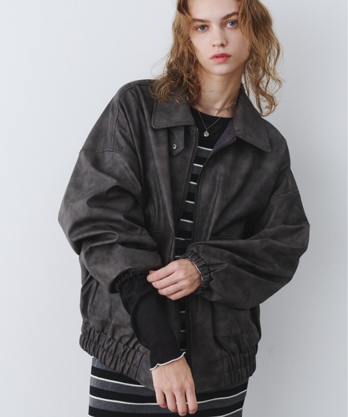 ウォッシュ加工フェイクレザージャケット（その他アウター）｜bita