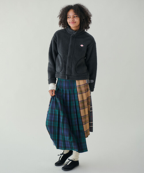 DANTON | ダブルフェイスボア スタンドカラージャケット WOMEN