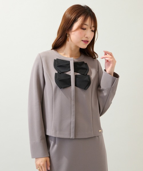 セール】【UVカット】ダブルリボンジャケット（ノーカラージャケット