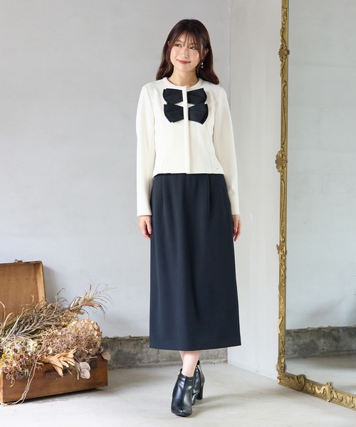 Rose Tiara(ローズティアラ)の「【UVカット】ダブルリボンジャケット(ノーカラージャケット・レディース・ブラック/オフホワイト/ブラウン・42/46/38/40)」の8枚目の写真