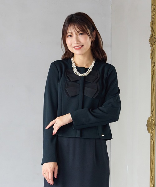 Rose Tiara(ローズティアラ)の「【UVカット】ダブルリボンジャケット(ノーカラージャケット・レディース・ブラック/オフホワイト/ブラウン・42/46/38/40)」の12枚目の写真