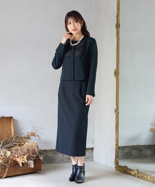 Rose Tiara(ローズティアラ)の「【UVカット】ダブルリボンジャケット(ノーカラージャケット・レディース・ブラック/オフホワイト/ブラウン・42/46/38/40)」の14枚目の写真