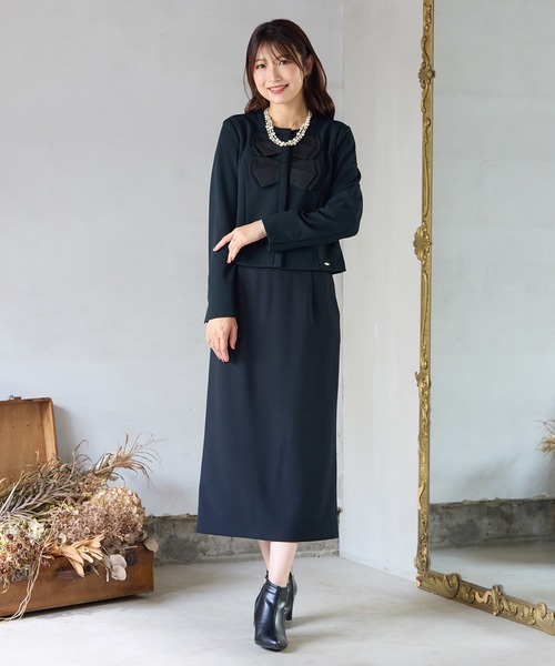 Rose Tiara(ローズティアラ)の「【UVカット】ダブルリボンジャケット(ノーカラージャケット・レディース・ブラック/オフホワイト/ブラウン・42/46/38/40)」の15枚目の写真