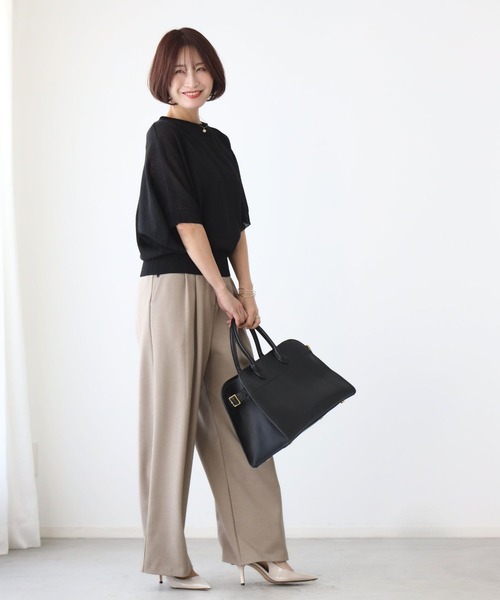 Ehre style（エーレスタイル）の「ゆるっと袖で二の腕隠しを叶える！サマードルマンニット（ニット/セーター・レディース・ブルー/ブラック/ブラウン・FREE）」の18枚目の写真