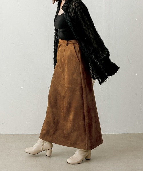 スエードロングスカート 【セットアップ対応】（スカート）｜en CAnAF