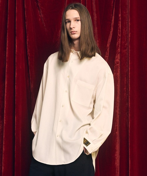 MAISON SPECIAL（メゾンスペシャル）の「《UNISEX》4 Colors Chambray Washable Wool Prime-Over Regular Collar Shirt Coat/4色シャンブレーウールプライムオーバーレギュラーカラーシャツコート【MAISON SPECIAL/メゾンスペシャル】（シャツ/ブラウス・メンズ・ホワイト/ブラック/ダークブルー/チャコールグレー/グレー・2/1/0）」の2枚目の写真