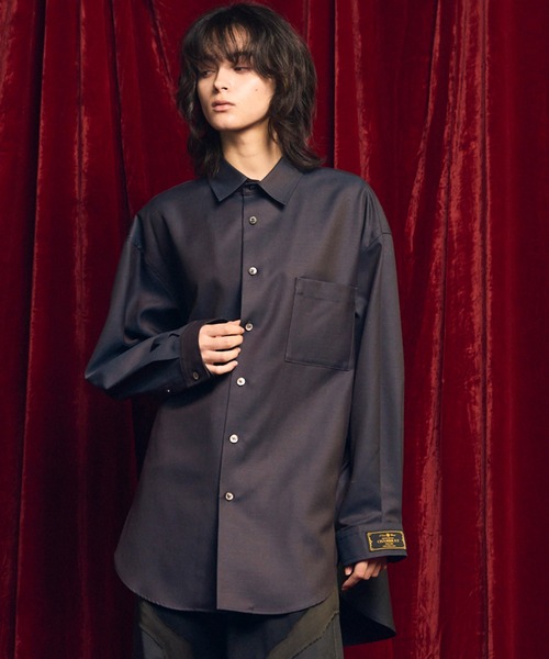 MAISON SPECIAL（メゾンスペシャル）の「《UNISEX》4 Colors Chambray Washable Wool Prime-Over Regular Collar Shirt Coat/4色シャンブレーウールプライムオーバーレギュラーカラーシャツコート【MAISON SPECIAL/メゾンスペシャル】（シャツ/ブラウス・メンズ・ホワイト/ブラック/ダークブルー/チャコールグレー/グレー・2/1/0）」の4枚目の写真