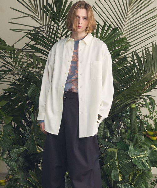 UNISEX》4 Colors Chambray Washable Wool Prime-Over Regular Collar