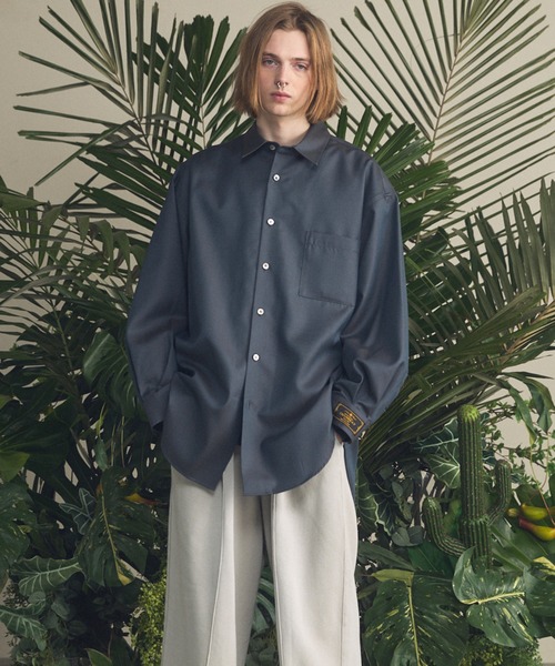 MAISON SPECIAL(メゾンスペシャル)の「《UNISEX》4 Colors Chambray Washable Wool Prime-Over Regular Collar Shirt Coat/4色シャンブレーウールプライムオーバーレギュラーカラーシャツコート【MAISON SPECIAL/メゾンスペシャル】(シャツ/ブラウス・メンズ・ホワイト/ブラック/ダークブルー/チャコールグレー/グレー/ダークネイビー・2/1/0)」の21枚目の写真
