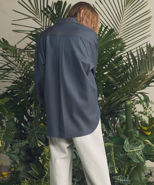 MAISON SPECIAL(メゾンスペシャル)の「《UNISEX》4 Colors Chambray Washable Wool Prime-Over Regular Collar Shirt Coat/4色シャンブレーウールプライムオーバーレギュラーカラーシャツコート【MAISON SPECIAL/メゾンスペシャル】(シャツ/ブラウス・メンズ・ホワイト/ブラック/ダークブルー/チャコールグレー/グレー/ダークネイビー・2/1/0)」の19枚目の写真