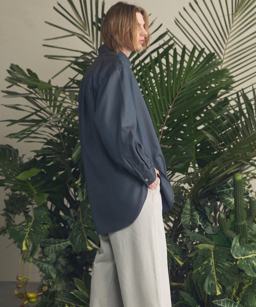 MAISON SPECIAL(メゾンスペシャル)の「《UNISEX》4 Colors Chambray Washable Wool Prime-Over Regular Collar Shirt Coat/4色シャンブレーウールプライムオーバーレギュラーカラーシャツコート【MAISON SPECIAL/メゾンスペシャル】(シャツ/ブラウス・メンズ・ホワイト/ブラック/ダークブルー/チャコールグレー/グレー/ダークネイビー・2/1/0)」の22枚目の写真
