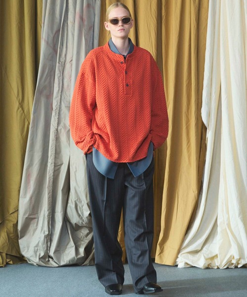 MAISON SPECIAL(メゾンスペシャル)の「《UNISEX》4 Colors Chambray Washable Wool Prime-Over Regular Collar Shirt Coat/4色シャンブレーウールプライムオーバーレギュラーカラーシャツコート【MAISON SPECIAL/メゾンスペシャル】(シャツ/ブラウス・メンズ・ホワイト/ブラック/ダークブルー/チャコールグレー/グレー/ダークネイビー・2/1/0)」の9枚目の写真