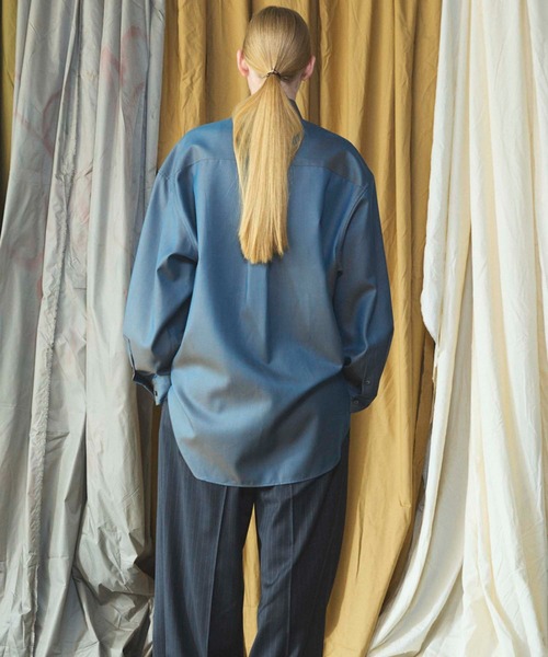 MAISON SPECIAL(メゾンスペシャル)の「《UNISEX》4 Colors Chambray Washable Wool Prime-Over Regular Collar Shirt Coat/4色シャンブレーウールプライムオーバーレギュラーカラーシャツコート【MAISON SPECIAL/メゾンスペシャル】(シャツ/ブラウス・メンズ・ホワイト/ブラック/ダークブルー/チャコールグレー/グレー/ダークネイビー・2/1/0)」の15枚目の写真