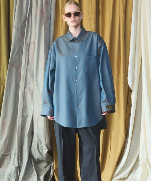 MAISON SPECIAL(メゾンスペシャル)の「《UNISEX》4 Colors Chambray Washable Wool Prime-Over Regular Collar Shirt Coat/4色シャンブレーウールプライムオーバーレギュラーカラーシャツコート【MAISON SPECIAL/メゾンスペシャル】(シャツ/ブラウス・メンズ・ホワイト/ブラック/ダークブルー/チャコールグレー/グレー/ダークネイビー・2/1/0)」の13枚目の写真