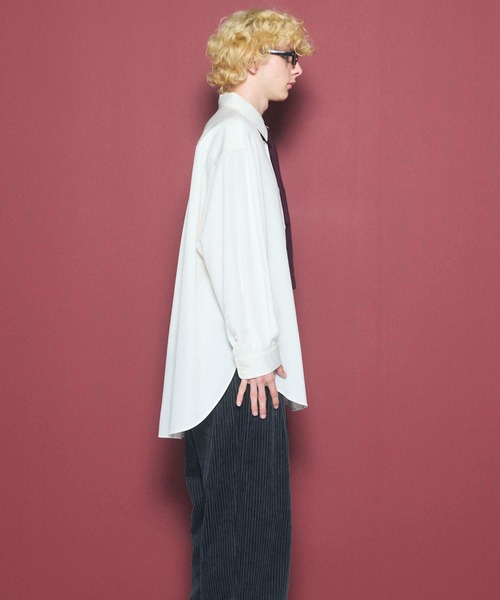MAISON SPECIAL(メゾンスペシャル)の「《UNISEX》4 Colors Chambray Washable Wool Prime-Over Regular Collar Shirt Coat/4色シャンブレーウールプライムオーバーレギュラーカラーシャツコート【MAISON SPECIAL/メゾンスペシャル】(シャツ/ブラウス・メンズ・ホワイト/ブラック/ダークブルー/チャコールグレー/グレー/ダークネイビー・2/1/0)」の17枚目の写真