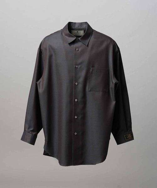 MAISON SPECIAL（メゾンスペシャル）の「《UNISEX》4 Colors Chambray Washable Wool Prime-Over Regular Collar Shirt Coat/4色シャンブレーウールプライムオーバーレギュラーカラーシャツコート【MAISON SPECIAL/メゾンスペシャル】（シャツ/ブラウス・メンズ・ホワイト/ブラック/ダークブルー/チャコールグレー/グレー・2/1/0）」の6枚目の写真