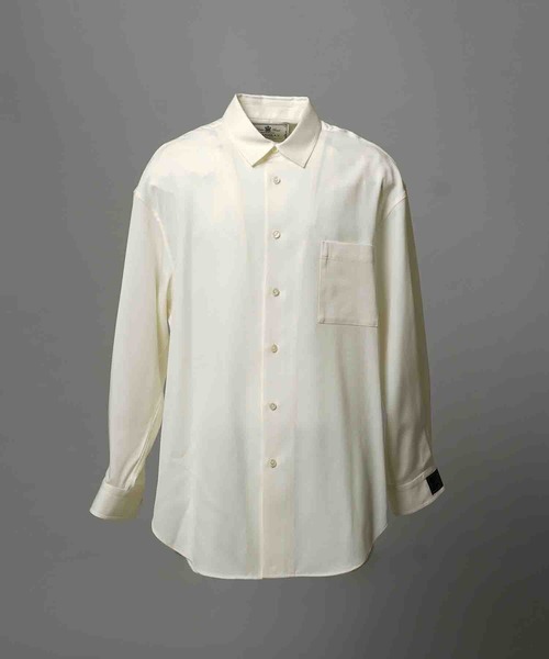 MAISON SPECIAL（メゾンスペシャル）の「《UNISEX》4 Colors Chambray Washable Wool Prime-Over Regular Collar Shirt Coat/4色シャンブレーウールプライムオーバーレギュラーカラーシャツコート【MAISON SPECIAL/メゾンスペシャル】（シャツ/ブラウス・メンズ・ホワイト/ブラック/ダークブルー/チャコールグレー/グレー・2/1/0）」の10枚目の写真