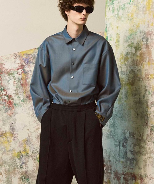 MAISON SPECIAL（メゾンスペシャル）の「《UNISEX》4 Colors Chambray Washable Wool Prime-Over Regular Collar Shirt Coat/4色シャンブレーウールプライムオーバーレギュラーカラーシャツコート【MAISON SPECIAL/メゾンスペシャル】（シャツ/ブラウス・メンズ・ホワイト/ブラック/ダークブルー/チャコールグレー/グレー・2/1/0）」の14枚目の写真