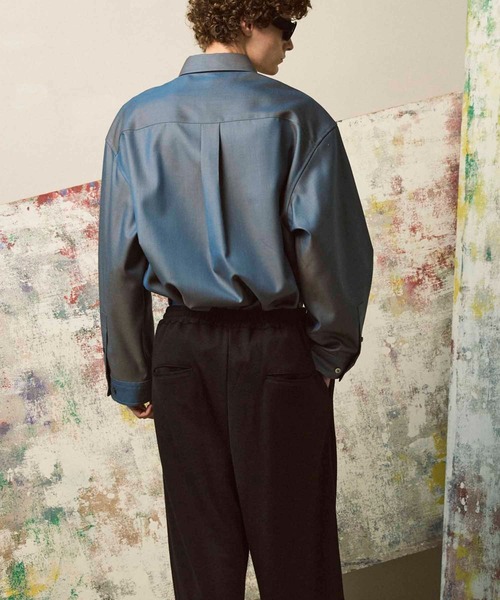 MAISON SPECIAL（メゾンスペシャル）の「《UNISEX》4 Colors Chambray Washable Wool Prime-Over Regular Collar Shirt Coat/4色シャンブレーウールプライムオーバーレギュラーカラーシャツコート【MAISON SPECIAL/メゾンスペシャル】（シャツ/ブラウス・メンズ・ホワイト/ブラック/ダークブルー/チャコールグレー/グレー・2/1/0）」の11枚目の写真