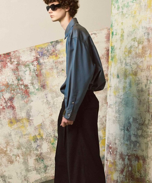 MAISON SPECIAL（メゾンスペシャル）の「《UNISEX》4 Colors Chambray Washable Wool Prime-Over Regular Collar Shirt Coat/4色シャンブレーウールプライムオーバーレギュラーカラーシャツコート【MAISON SPECIAL/メゾンスペシャル】（シャツ/ブラウス・メンズ・ホワイト/ブラック/ダークブルー/チャコールグレー/グレー・2/1/0）」の8枚目の写真