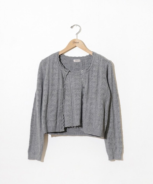 flower(フラワー)の「リボンアンサンブルニット(ニット/セーター・レディース・ライトブルー/アイボリー/グレー・FREE)」の14枚目の写真