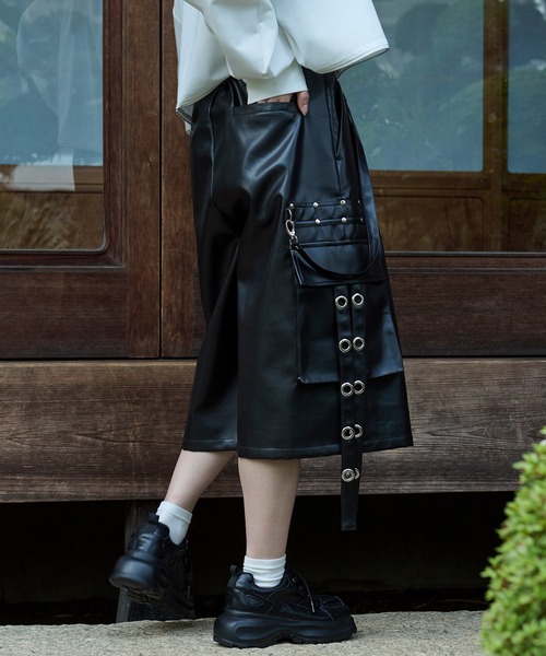 MIJKO レザー カーゴパンツ ワンフォークロージング 1111clothing PU レザー カーゴパンツ