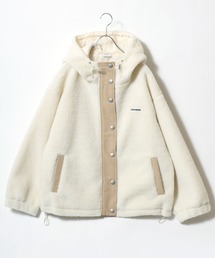 CONVERSE | CONVERSE white（コンバース ホワイト）ボアフリース スタンドネックフードブルゾンジャケット レディース(ブルゾン)