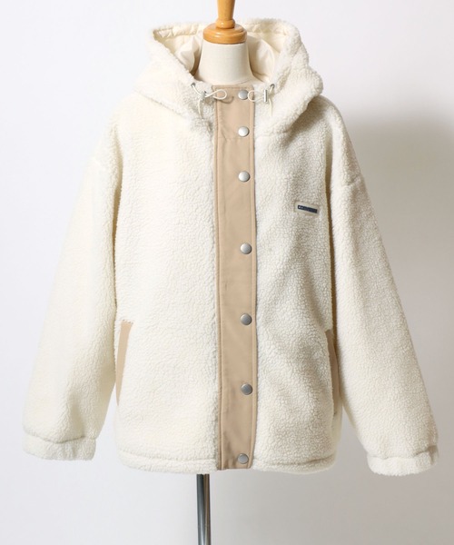 CONVERSE(コンバース)の「CONVERSE white(コンバース ホワイト)ボアフリース スタンドネックフードブルゾンジャケット レディース(ブルゾン・レディース・ピンク/アイボリー/ブラック/モカ・L/M)」の13枚目の写真