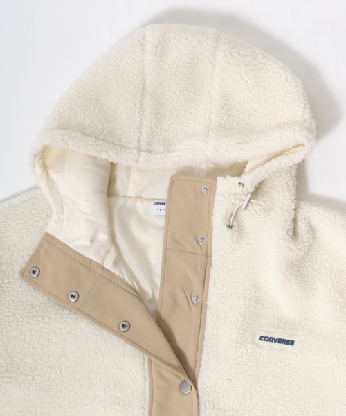 CONVERSE(コンバース)の「CONVERSE white(コンバース ホワイト)ボアフリース スタンドネックフードブルゾンジャケット レディース(ブルゾン・レディース・ピンク/アイボリー/ブラック/モカ・L/M)」の17枚目の写真