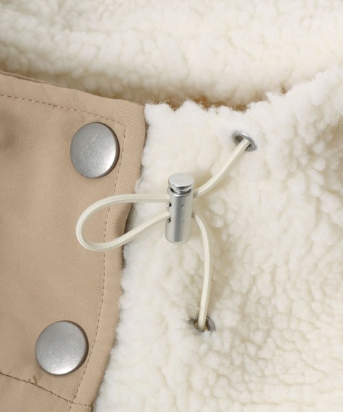 CONVERSE(コンバース)の「CONVERSE white(コンバース ホワイト)ボアフリース スタンドネックフードブルゾンジャケット レディース(ブルゾン・レディース・ピンク/アイボリー/ブラック/モカ・L/M)」の19枚目の写真