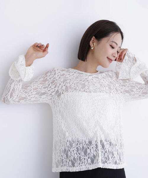 セール】◇起毛レースフレアカフストップス（シャツ/ブラウス