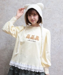 axes femme POETIQUE | くまボア刺繍裾レースＴシャツ(Tシャツ/カットソー)