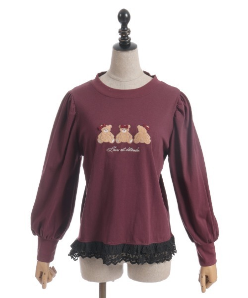 axes femme POETIQUE（アクシーズファムポエティック）の「くまボア刺繍裾レースＴシャツ（Tシャツ/カットソー・レディース・イエロー/サックスブルー/ワイン・MEDIUM）」の13枚目の写真