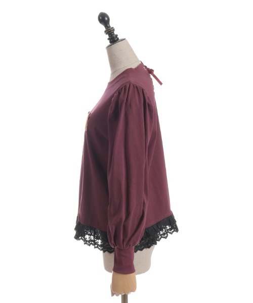 axes femme POETIQUE（アクシーズファムポエティック）の「くまボア刺繍裾レースＴシャツ（Tシャツ/カットソー・レディース・イエロー/サックスブルー/ワイン・MEDIUM）」の14枚目の写真