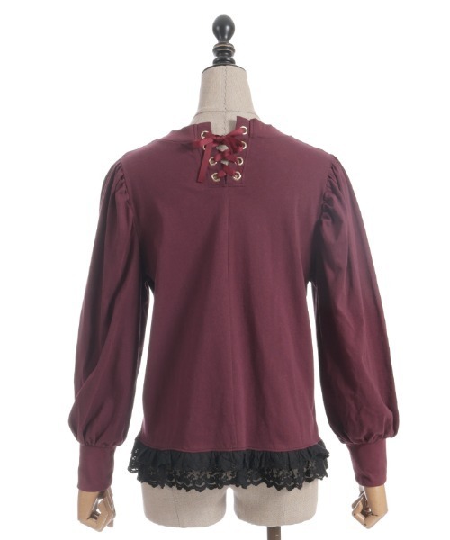 axes femme POETIQUE（アクシーズファムポエティック）の「くまボア刺繍裾レースＴシャツ（Tシャツ/カットソー・レディース・イエロー/サックスブルー/ワイン・MEDIUM）」の15枚目の写真