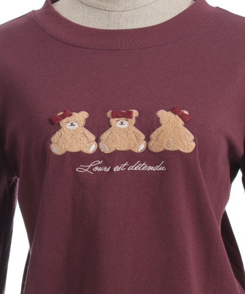 axes femme POETIQUE（アクシーズファムポエティック）の「くまボア刺繍裾レースＴシャツ（Tシャツ/カットソー・レディース・イエロー/サックスブルー/ワイン・MEDIUM）」の16枚目の写真