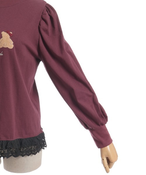 axes femme POETIQUE（アクシーズファムポエティック）の「くまボア刺繍裾レースＴシャツ（Tシャツ/カットソー・レディース・イエロー/サックスブルー/ワイン・MEDIUM）」の20枚目の写真