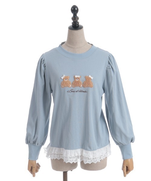 axes femme POETIQUE（アクシーズファムポエティック）の「くまボア刺繍裾レースＴシャツ（Tシャツ/カットソー・レディース・イエロー/サックスブルー/ワイン・MEDIUM）」の21枚目の写真