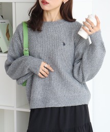 【U.S. POLO ASSN./ユーエスポロアッスン】ロゴ刺繍 クルーネック ラメニット セーター