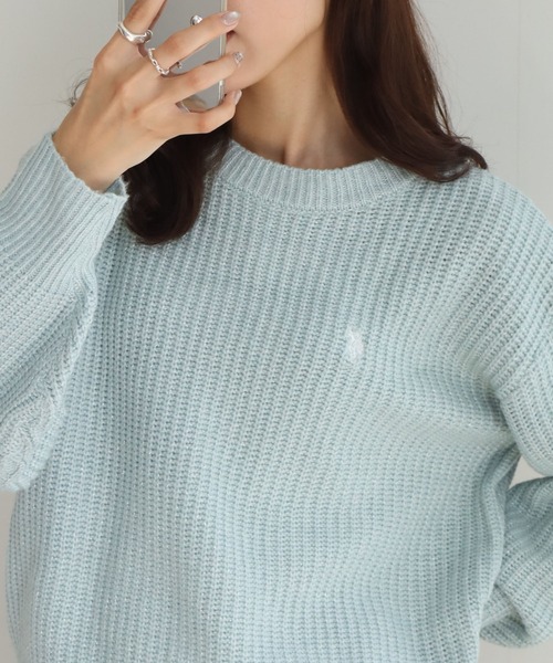 U.S. POLO ASSN.(ユーエスポロアッスン)の「【U.S. POLO ASSN./ユーエスポロアッスン】ロゴ刺繍 クルーネック ラメニット セーター(ニット/セーター・レディース・アイボリー/グリーン/グレー・L/LL/M)」の9枚目の写真