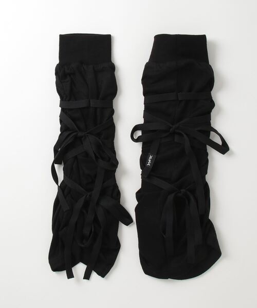 X-girl（エックスガール）の「GATHERED LACE UP LEG WARMER（レッグウォーマー・レディース・ホワイト/ブラック・ONE SIZE）」の6枚目の写真