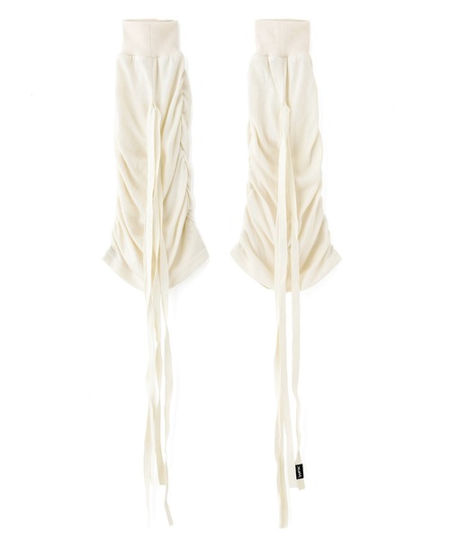 X-girl（エックスガール）の「GATHERED LACE UP LEG WARMER（レッグウォーマー・レディース・ホワイト/ブラック・ONE SIZE）」の3枚目の写真