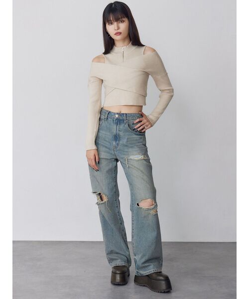 MURUA（ムルーア）の「グリンプスダメージデニム（デニムパンツ・レディース・ブルー・2/1）」の13枚目の写真